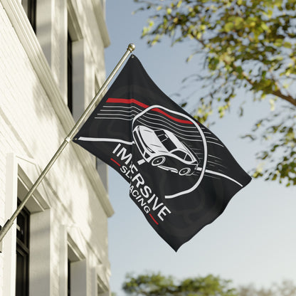 Immersive Slot Racing Flag — Double-Sided Racing Garage Banner