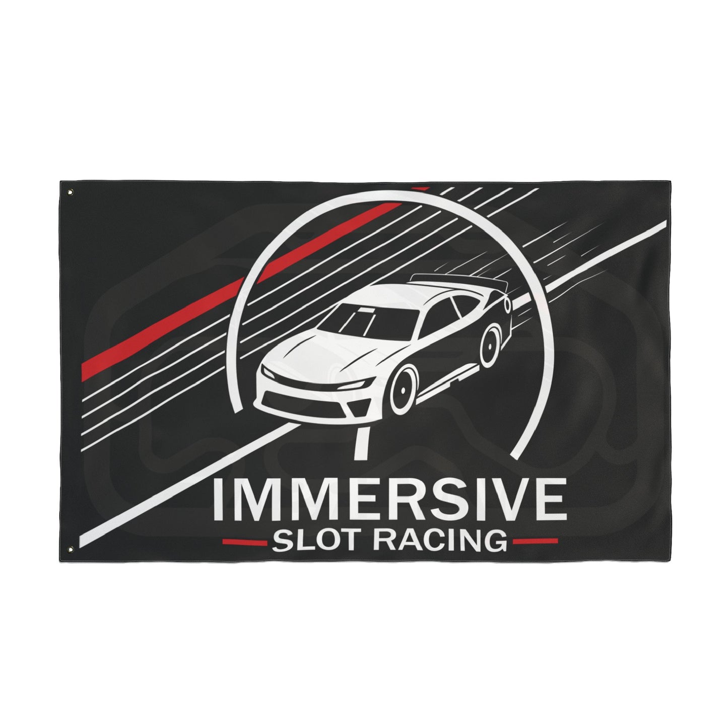 Immersive Slot Racing Flag — Double-Sided Racing Garage Banner