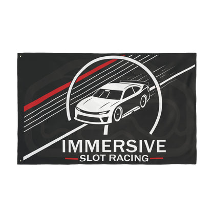 Immersive Slot Racing Flag — Double-Sided Racing Garage Banner
