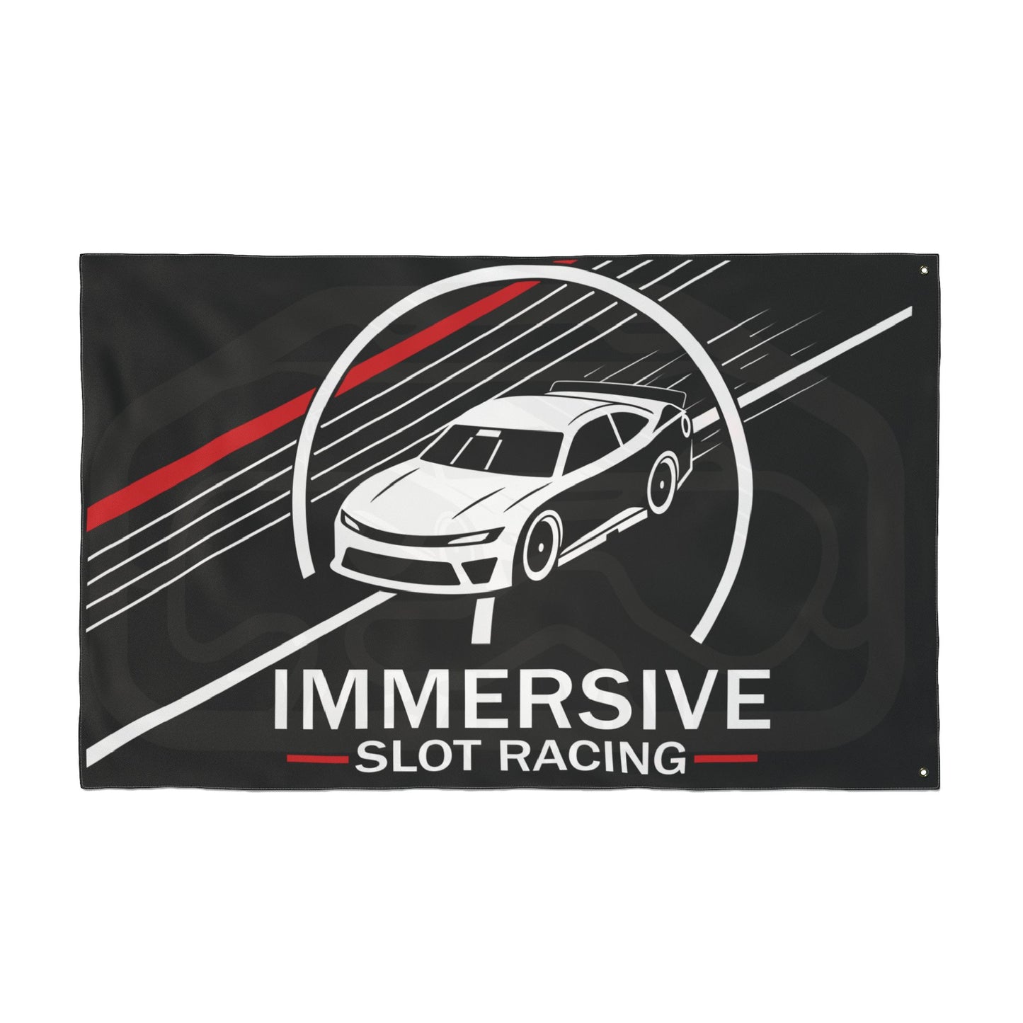 Immersive Slot Racing Flag — Double-Sided Racing Garage Banner
