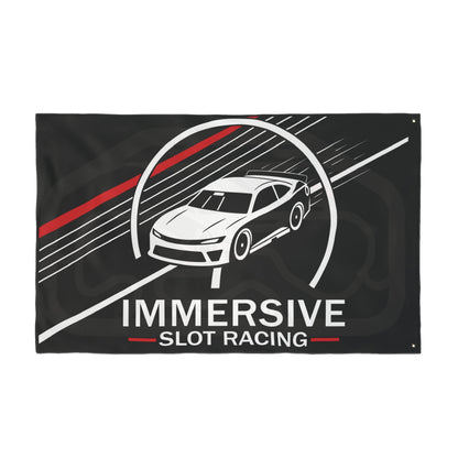 Immersive Slot Racing Flag — Double-Sided Racing Garage Banner